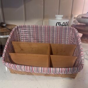 Longaberger Large Sort and Store Desktop Combo Basket w. Striped liner